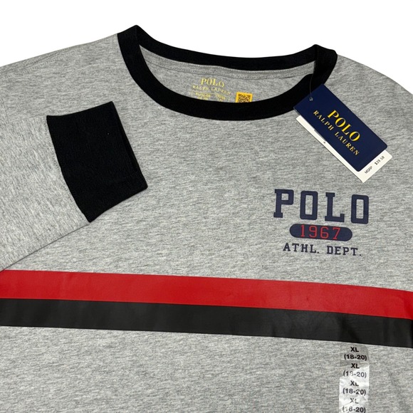 Polo Ralph Lauren Other - Polo Ralph Lauren Shirt Boys XL Gray Long Sleeve 1967 Athl Dept Graphic Tee NWT